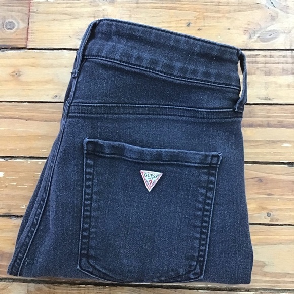 Guess high rise jeans black size 25 high waisted soft lightweight dark Academia - Picture 5 of 14